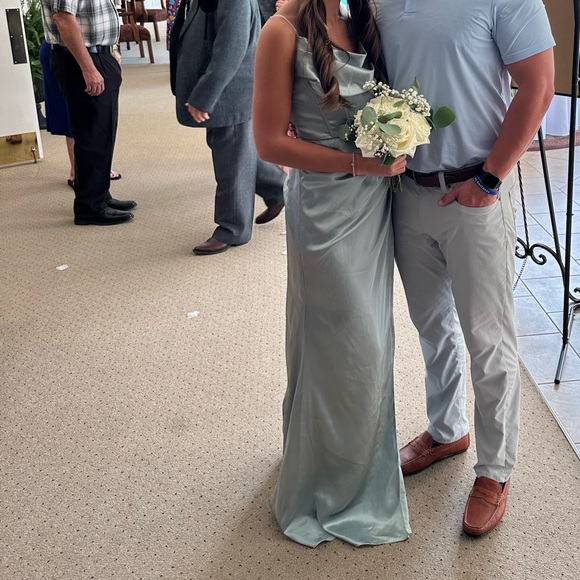 David Bridal Dusty Sage Bridesmaids Dress - Picture 2 of 4